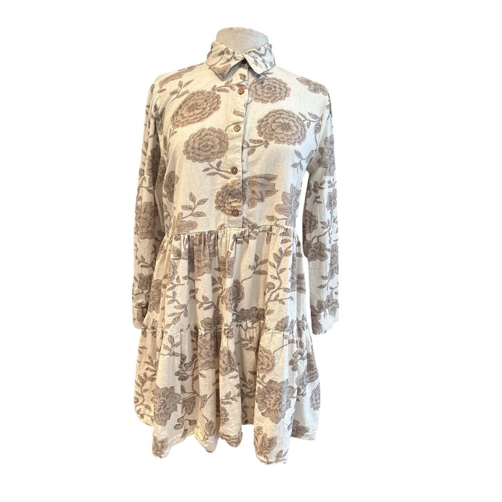 Floral Tiered Button-Down Tunic Dress By Violet Skies